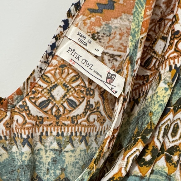 Pink Owl Rust, Teal & Olive Boho Faux-Wrap V-Neck Tunic - Picture 2 of 3